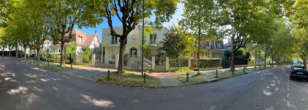 Panoramique sur des rues du lotissement du Parc de Sceaux
