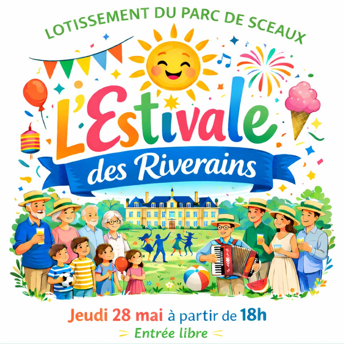 Invitation à l'Estivale, rencontres festives entre riverains du lotissement du Parc de Sceaux
